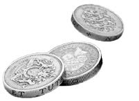 British 1-pound coins.