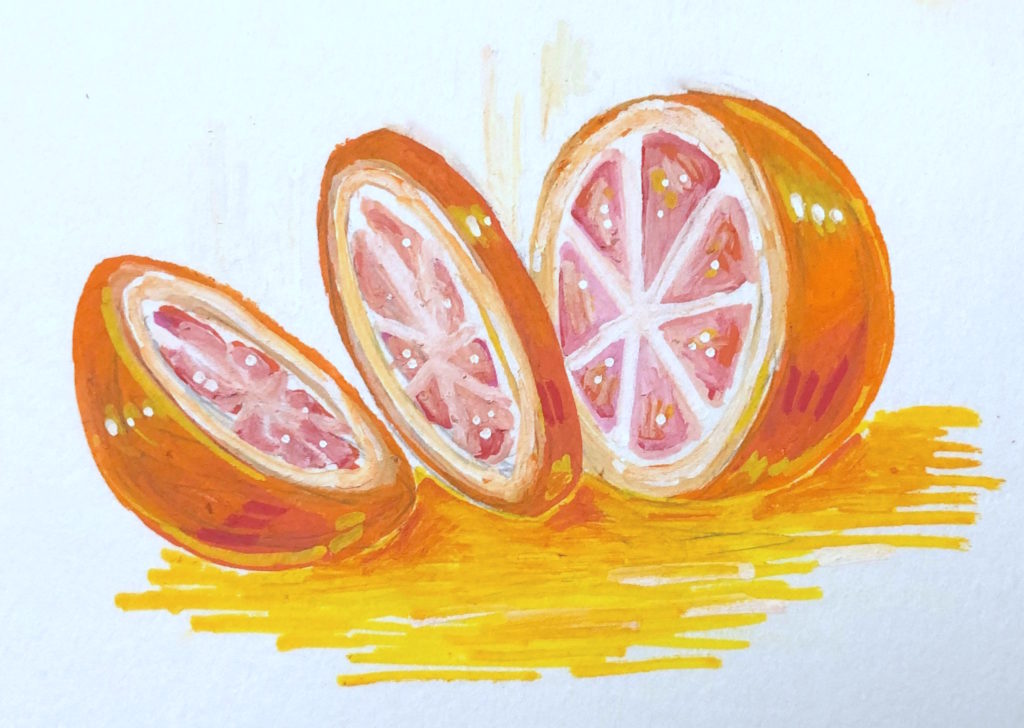 Slices of a grapefruit.